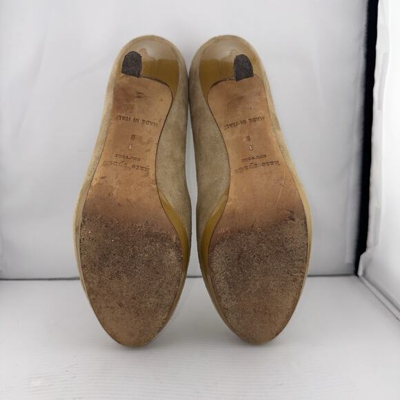 Kate Spade New York Round Toe Pump 3.5” Heels Beige‎ Suede 8B Made In Italy - Picture 7 of 13